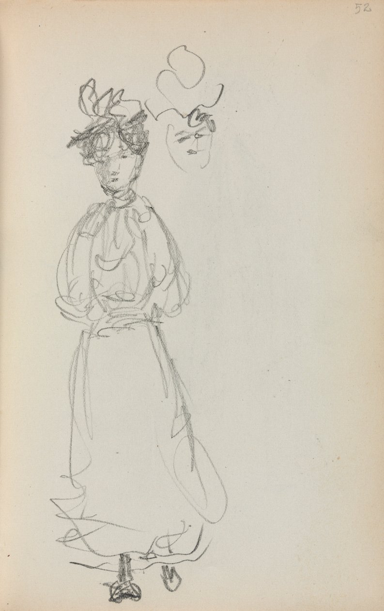 Italienisches Skizzenbuch: Stehende Frau, Seite 52, 1898-1899 von Maurice Brazil Prendergast