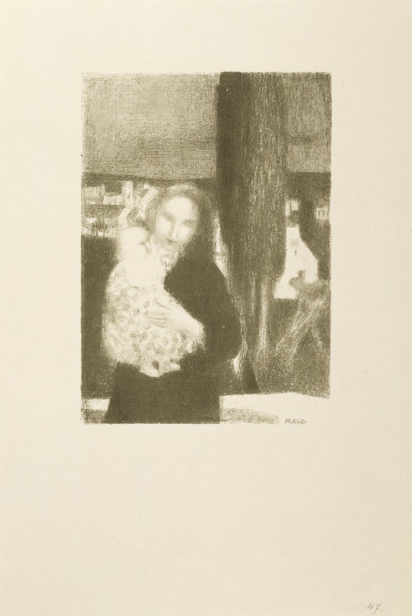 Mutter und Kind unter einem Zypressenbaum von Maurice Denis