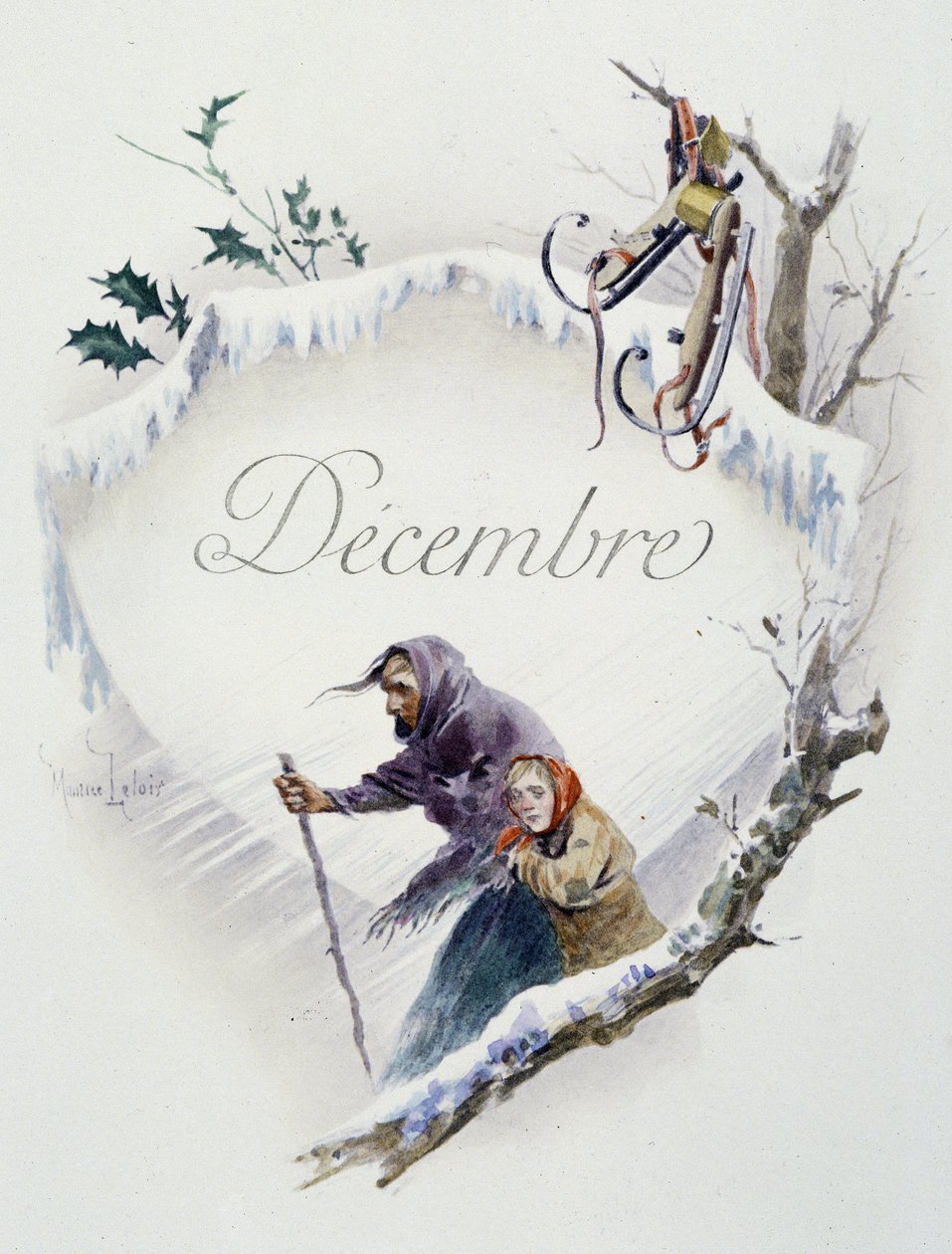 Dezember „La Chanson du mois“ von Jérôme Doucet, Illustration - Maurice Leloir, ed. Reims 1904. L. Michaud von Maurice Leloir
