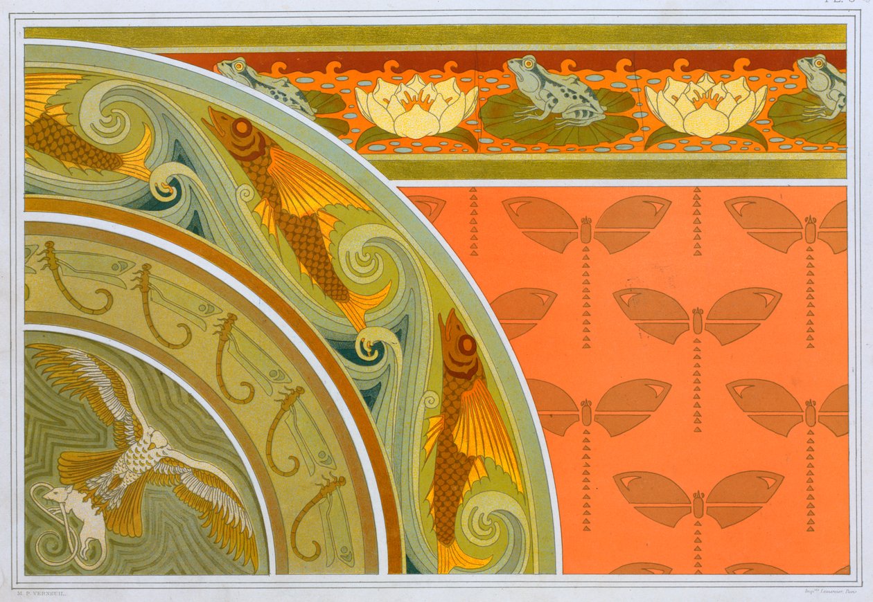 Entwürfe für Tapetenbordüren, veröffentlicht 1897 von Maurice Pillard Verneuil