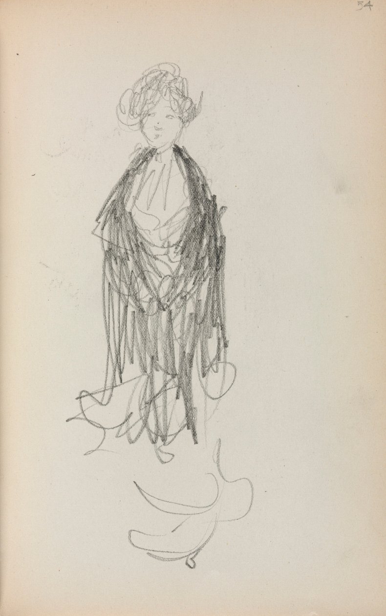 Italienisches Skizzenbuch: Stehende Frau mit Schal (Seite 54) von Maurice Prendergast