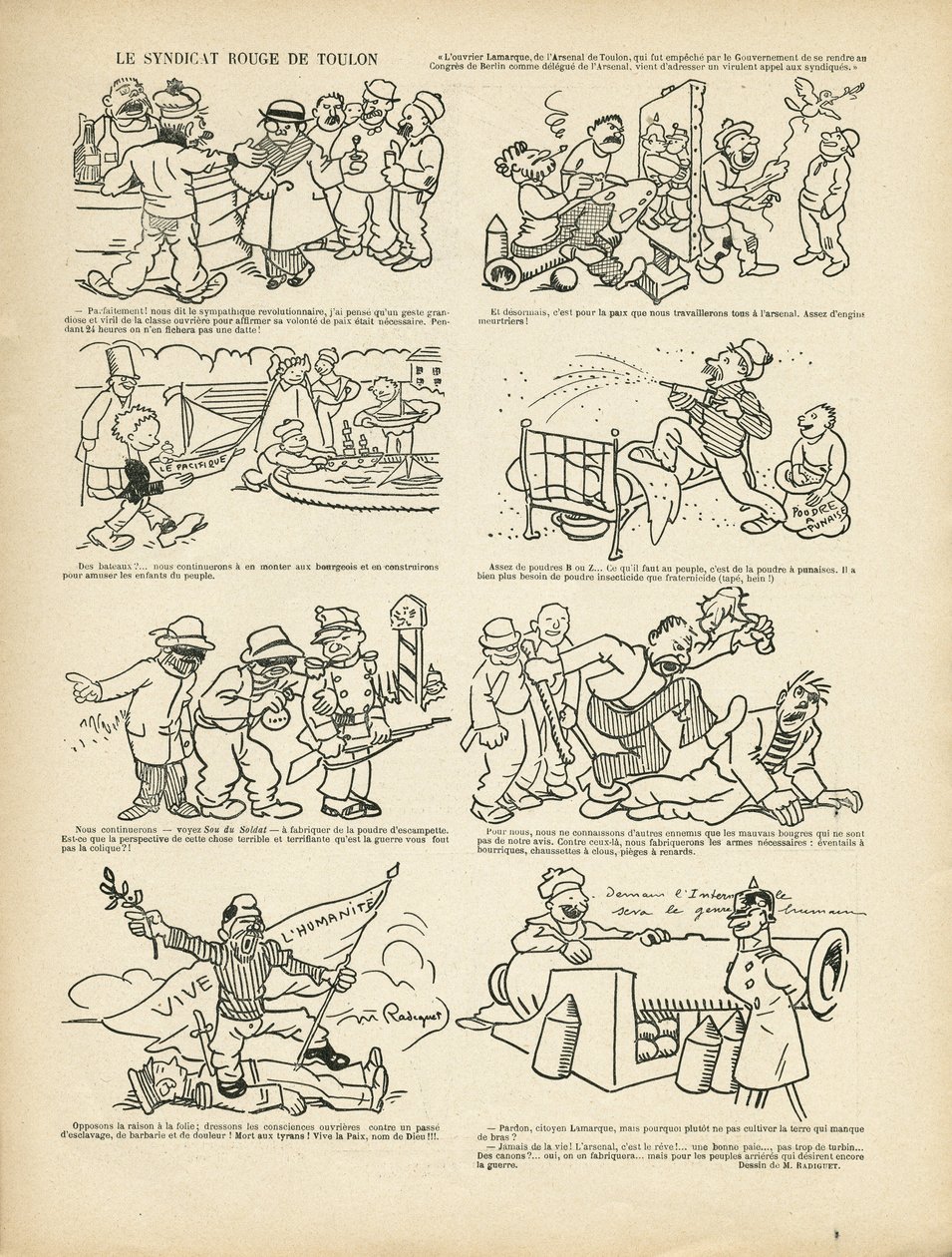 Illustration von Maurice Radiguet (1866-1941) in Le Rire, 21/12/12 - Der rote Syndikus von Toulon - Syndikalismus, Toulon von Maurice Radiguet