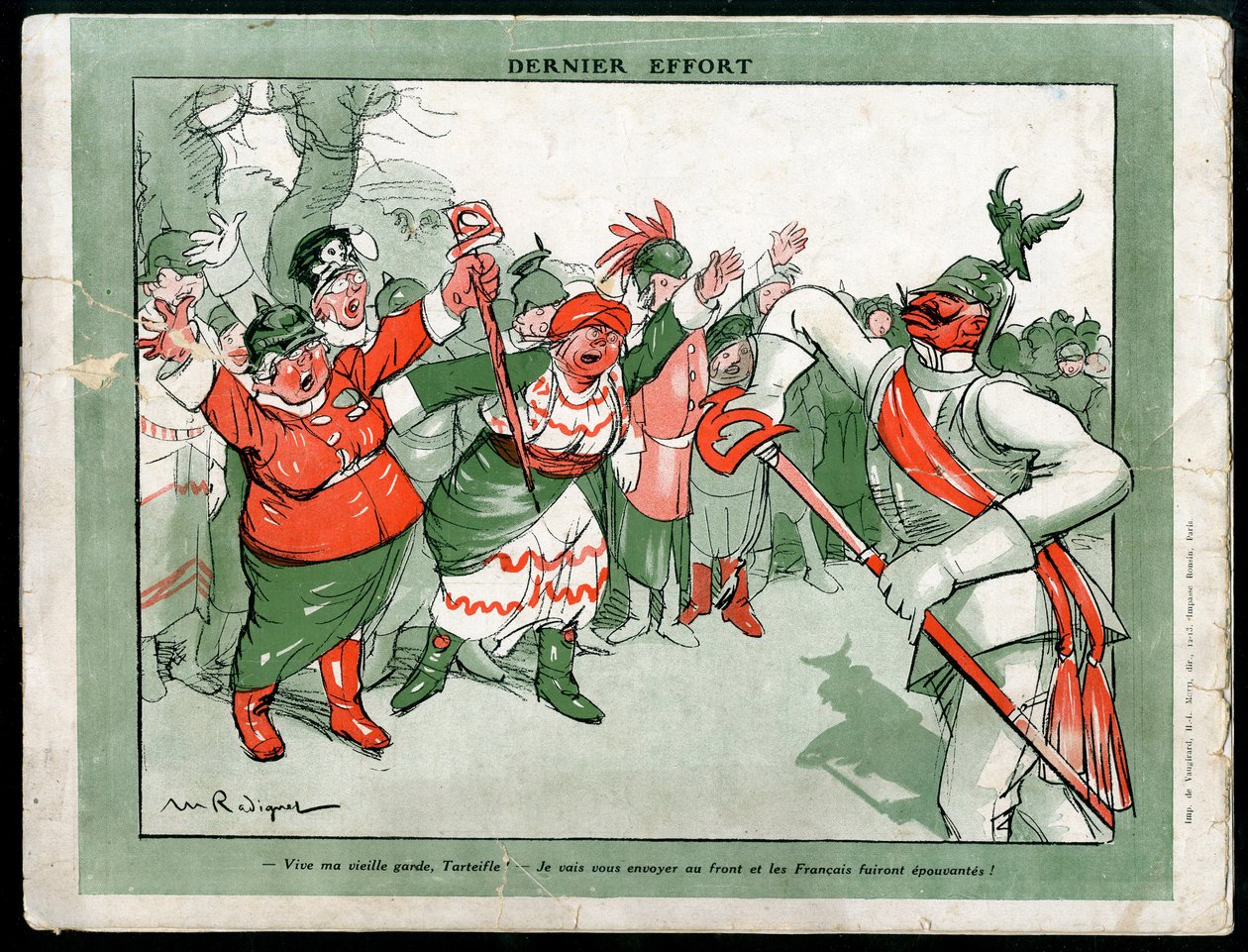 Illustration von Maurice Radiguet (1866-1941) in Mode in Deutschland, ca. 1915 - Letzter Versuch - Krieg von 14-18, Deutschland Preußen, Mode, Dreibund - Wilhelm II von Maurice Radiguet