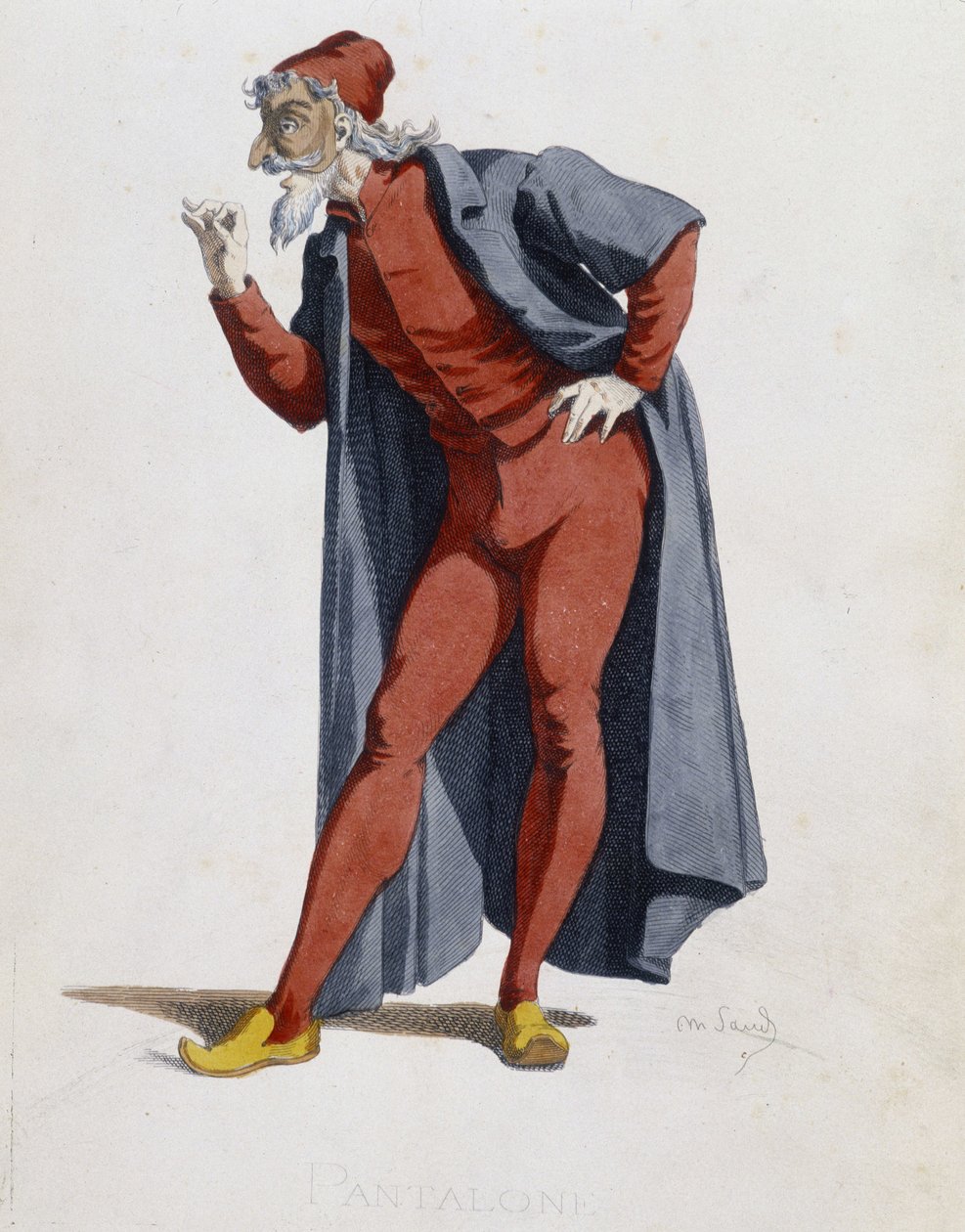 Kostüm und Theatercharakter: Pantalone (Hose, Doktor) aus „Masques et bouffons“ (Italienische Komödie), Text und Zeichnungen von Maurice Sand, Drucke von A. Manceau, Vorwort von Georges Sand, Paris, Michel Lévy Frères von Maurice Sand