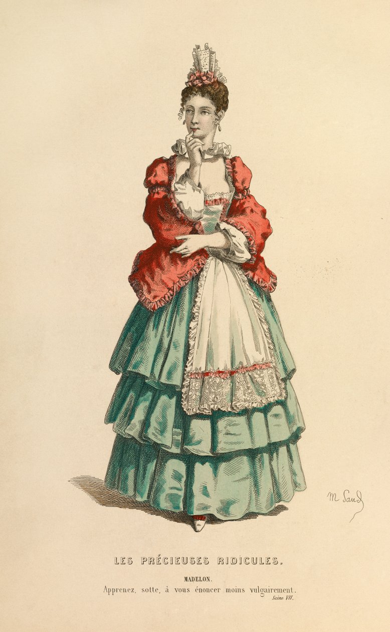 Kostüm für die Rolle der Madelon, um 1868 (Gravur) von Maurice Sand