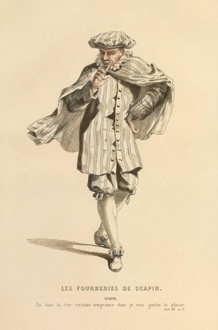 Kostüm für die Rolle des Scapin, um 1868 (Gravur) von Maurice Sand