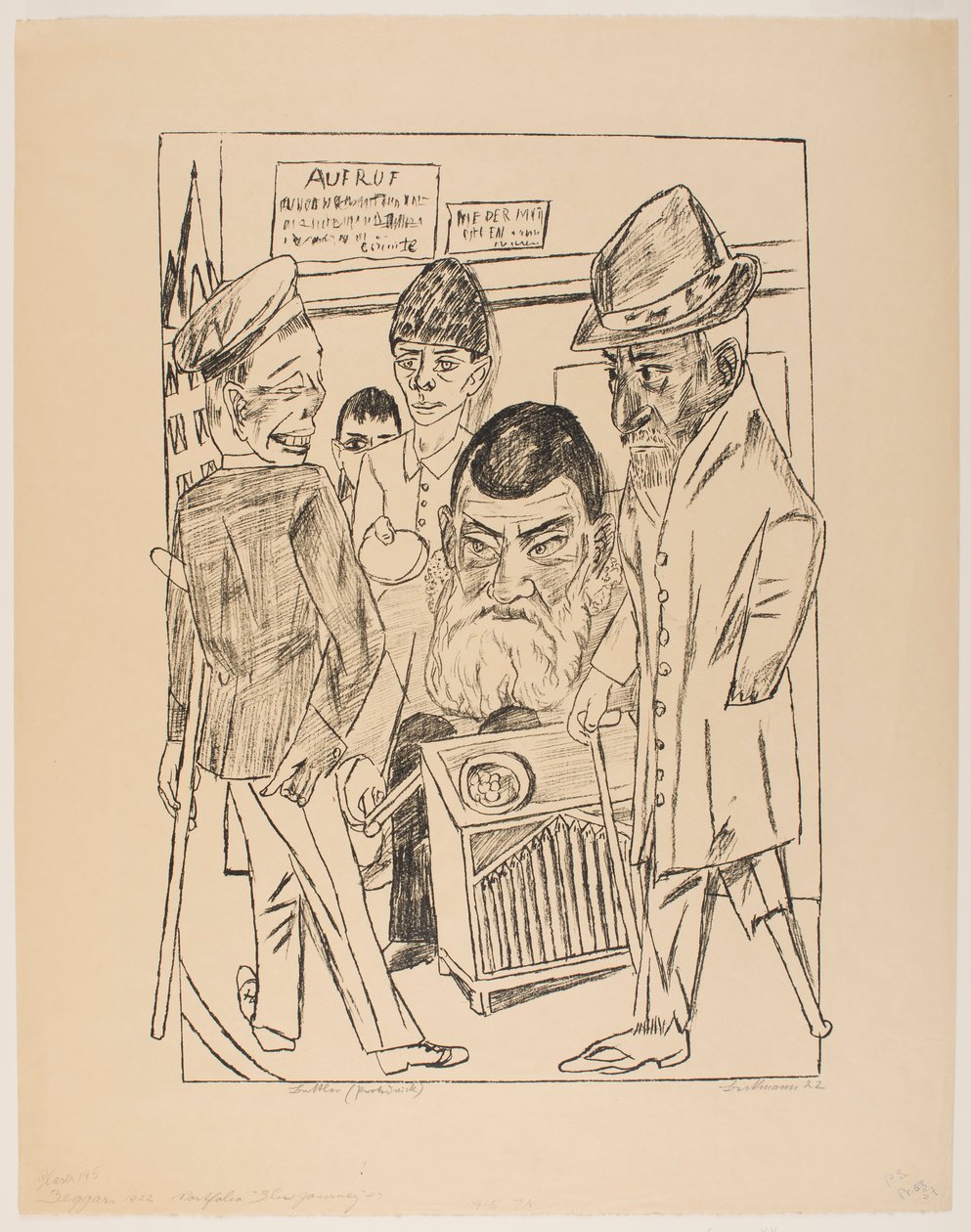 Die Bettler, Platte 7 aus der Serie „Reise nach Berlin 1922“ von Max Beckmann