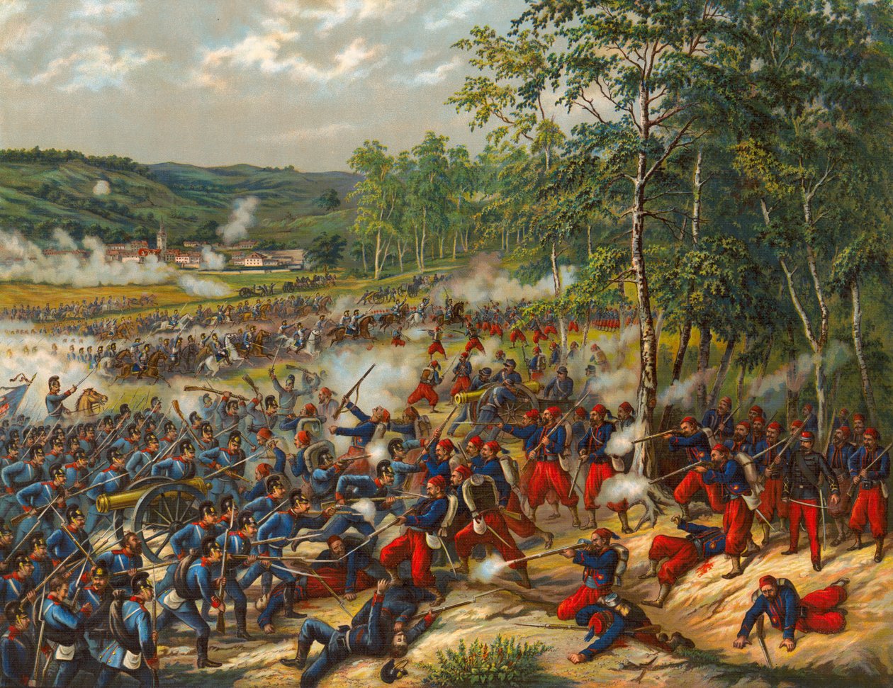 Französische und deutsche Infanterie kämpfen in der Schlacht von Artenay von Max Henze-Dassau