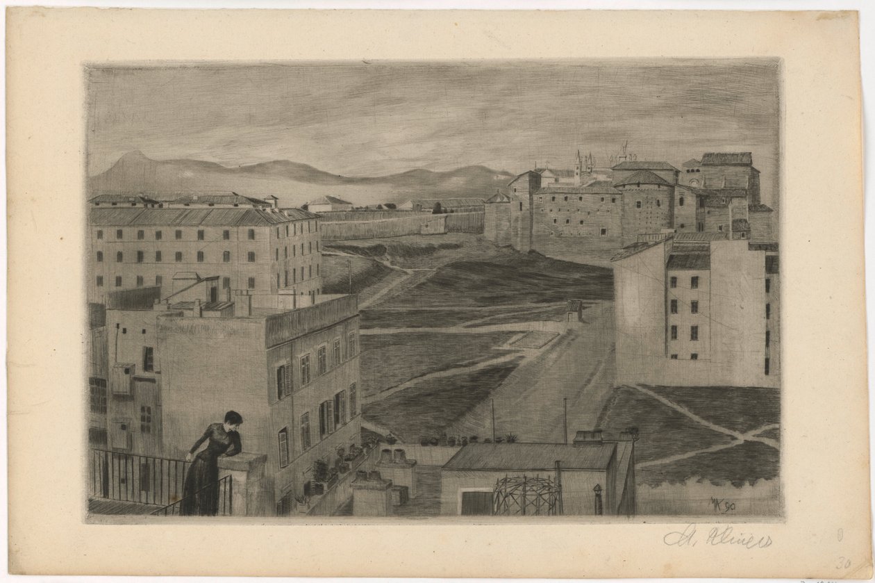 Blick aus dem Atelierfenster in Rom von Max Klinger