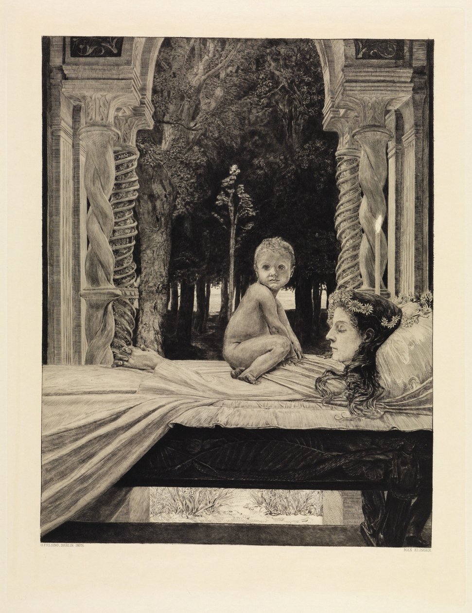 Mutter und Kind (Tote Mutter) (Vom Tode, Zweiter Teil, Opus XI, Blatt 9) von Max Klinger