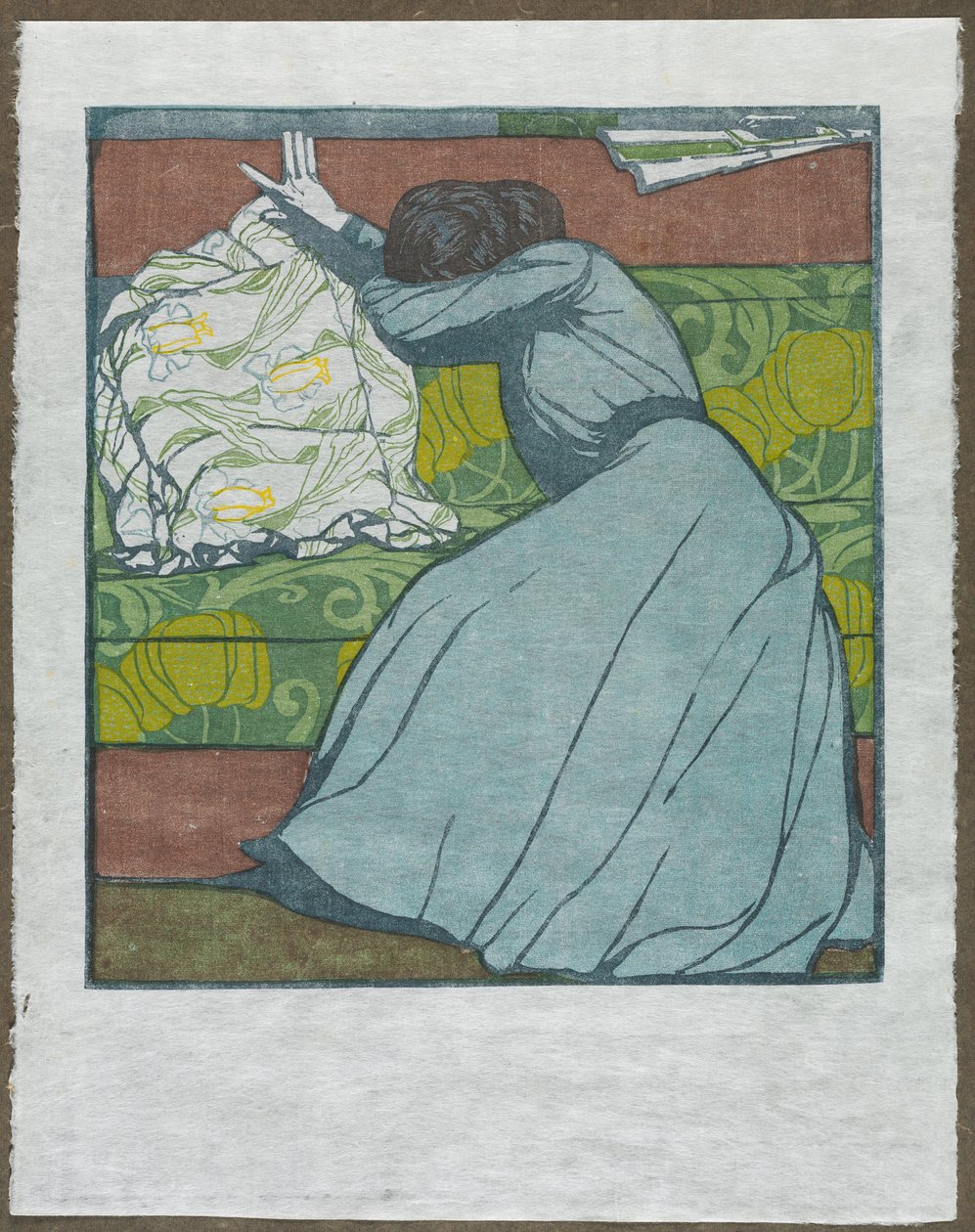 Das Kissen (Martha Kurzweil auf einem Diwan sitzend) von Max Kurzweil