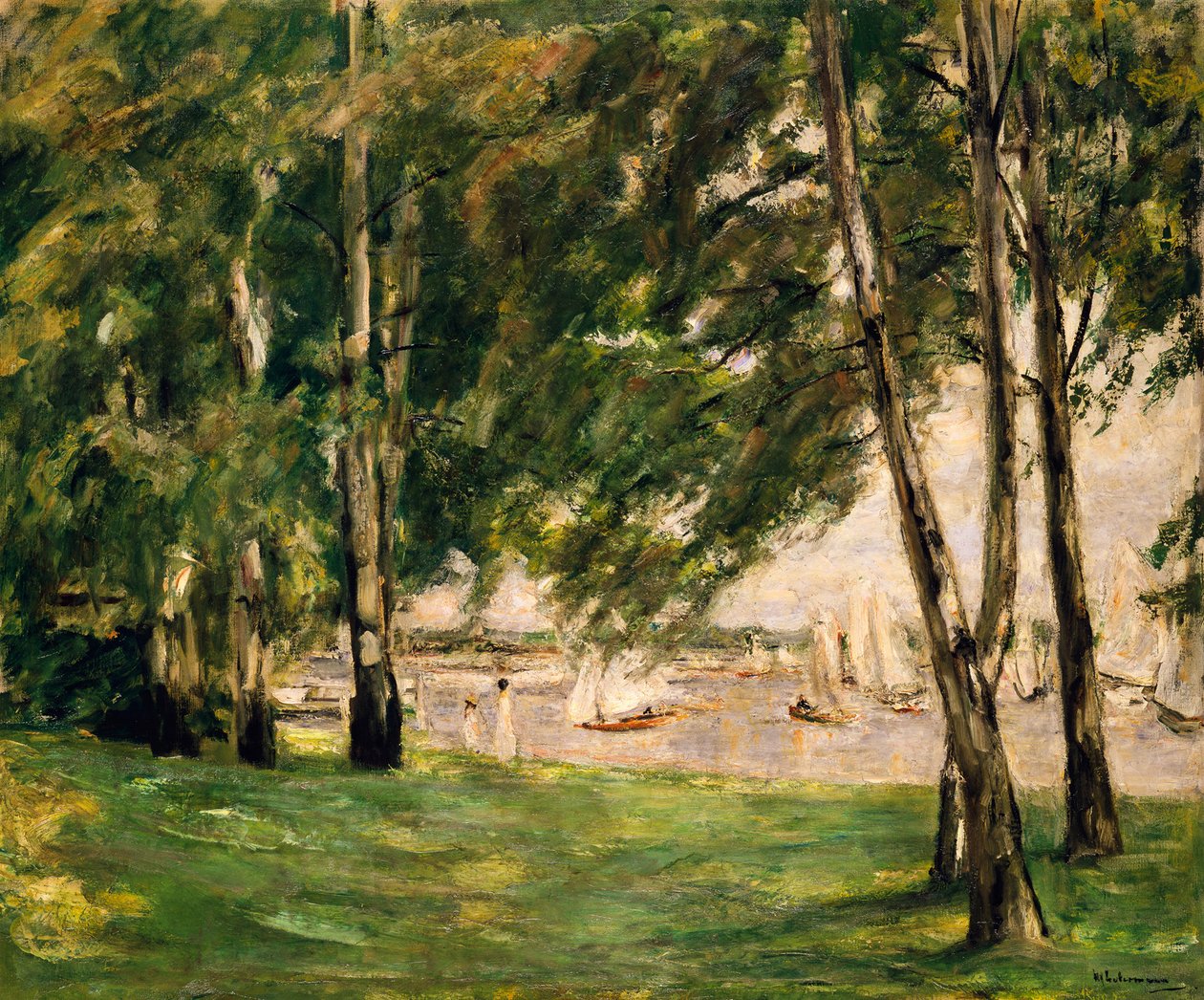 Blick auf den Wannsee mit Segelbooten von Max Liebermann