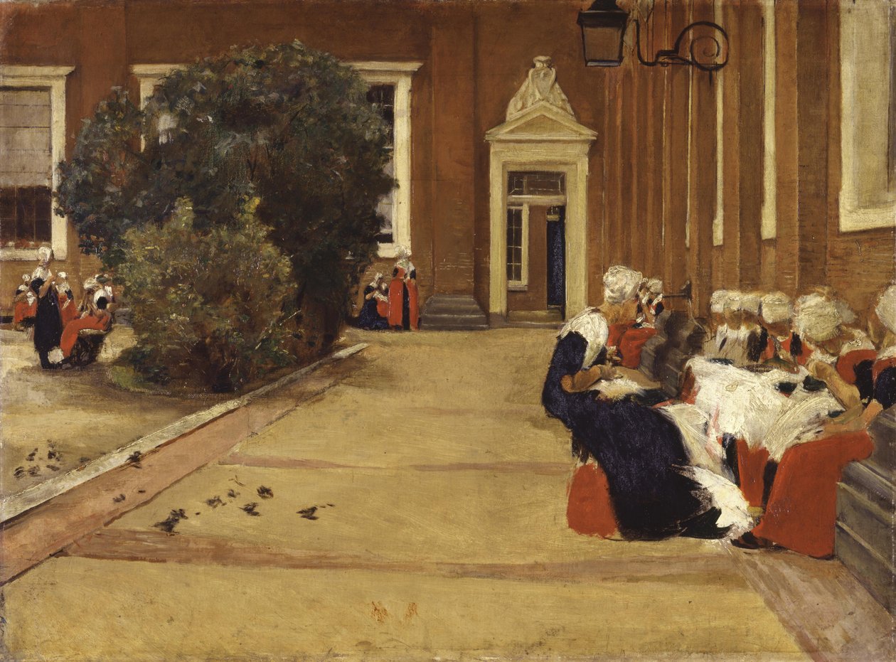 Freistunde im Amsterdamer Waisenhaus (Studie) von Max Liebermann
