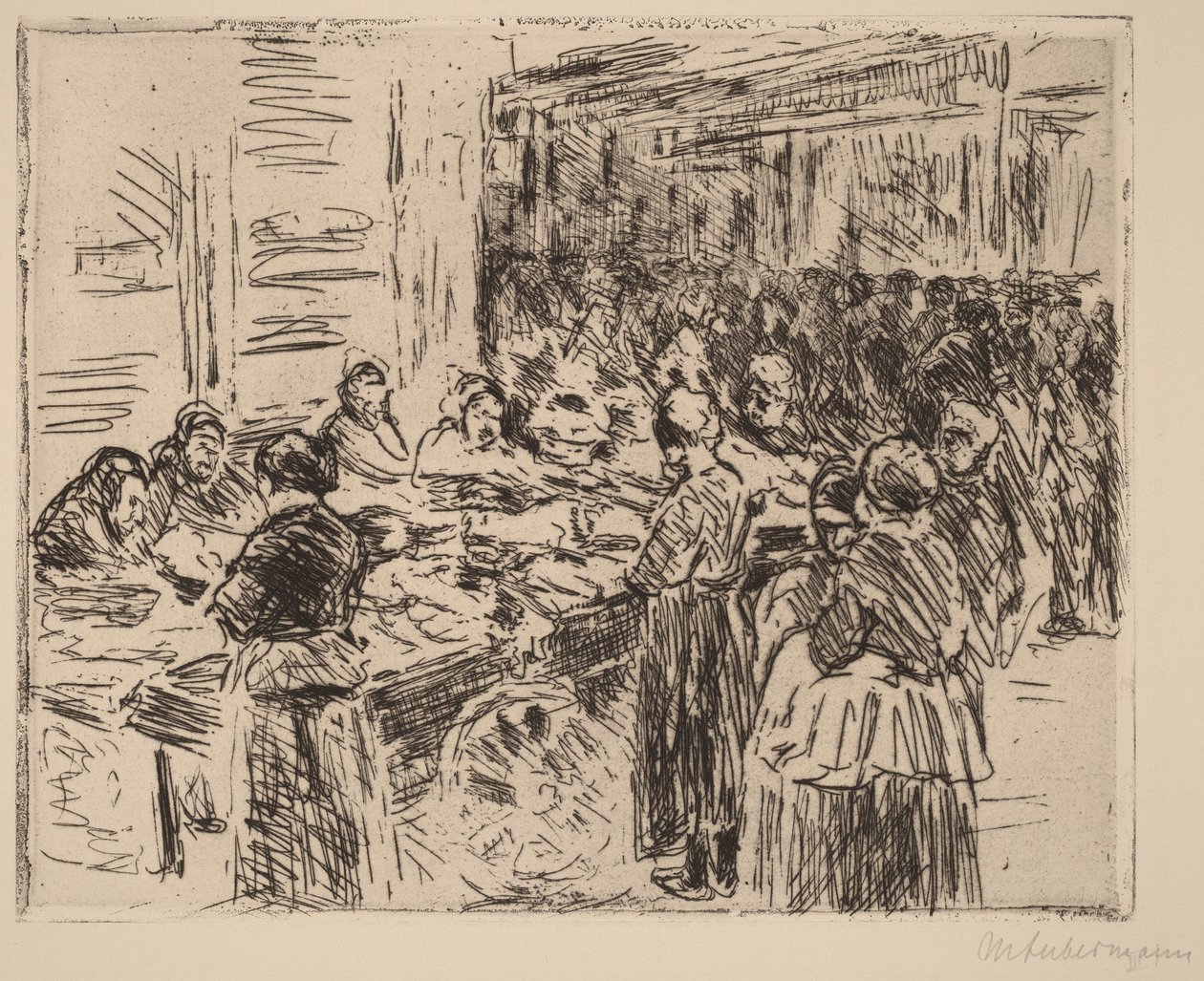 Aus dem jüdischen Viertel in Amsterdam: Fischmarkt an der Straßenecke von Max Liebermann