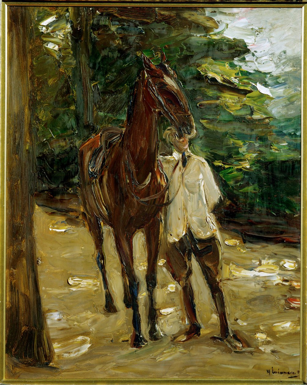 Pferdeknecht mit Pferd von Max Liebermann