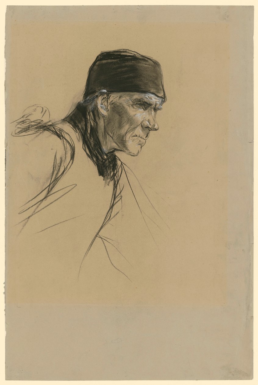 Kopf eines holländischen Bauern (Studie zum Gemälde "Schreitender Bauer") von Max Liebermann