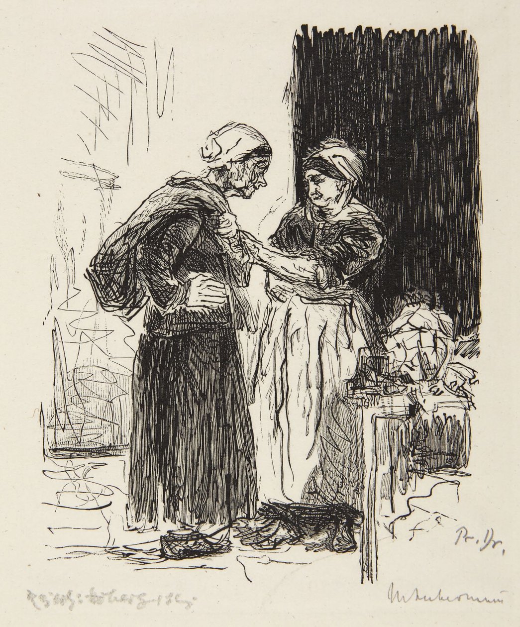 Zwei Frauen im Gespräch von Max Liebermann