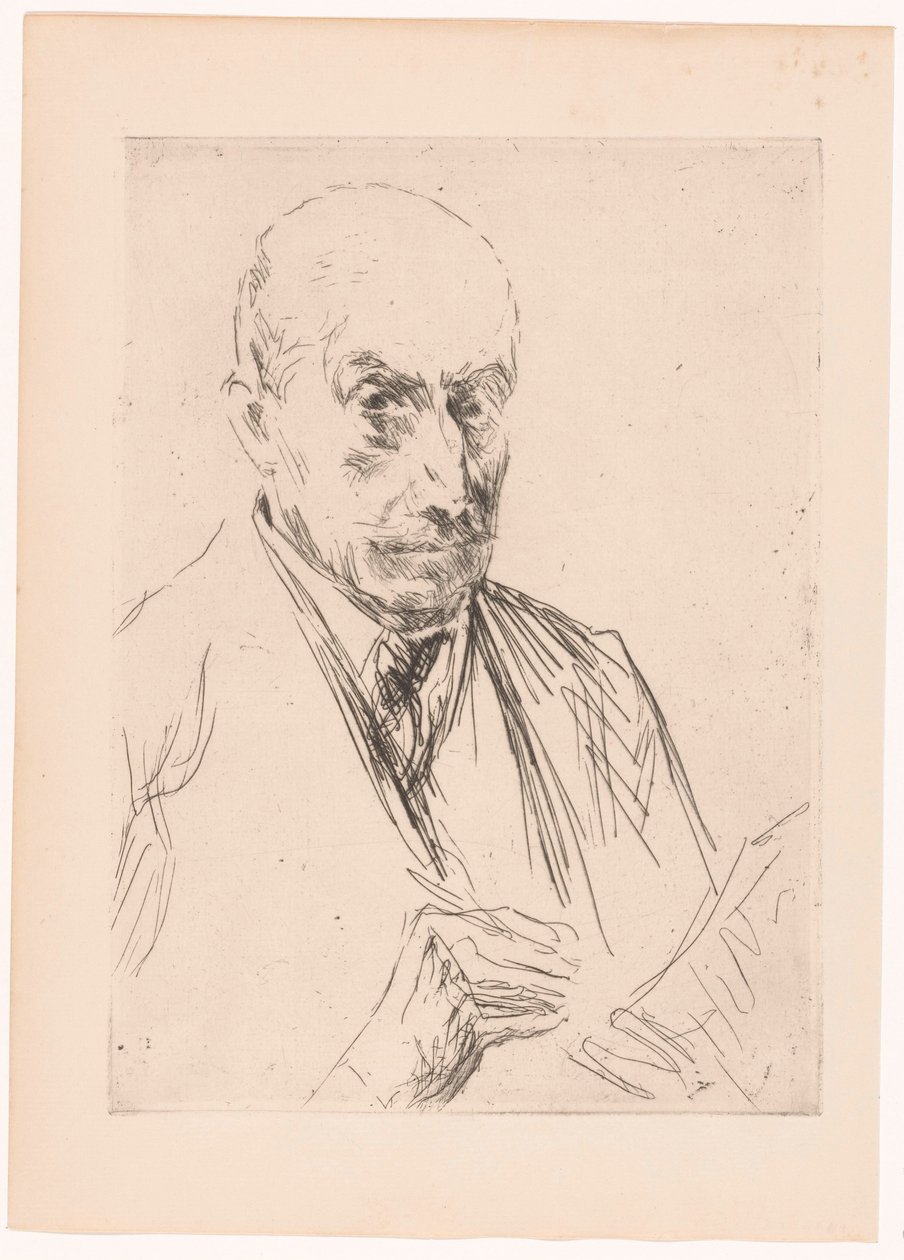 Selbstporträt von Max Liebermann, Zeichenstift in der Hand von Max Liebermann