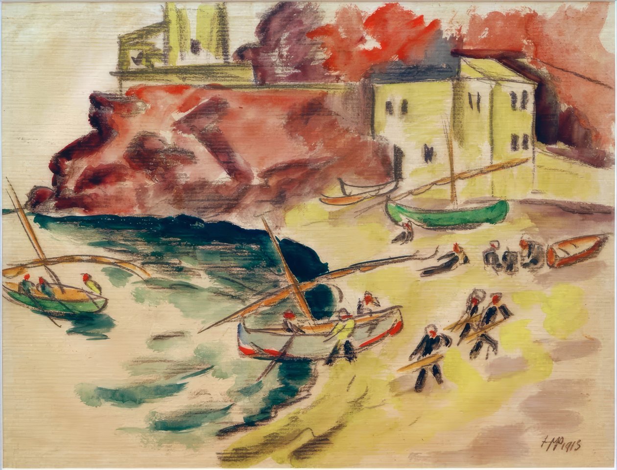 Hafenbucht mit Fischern von Max Pechstein