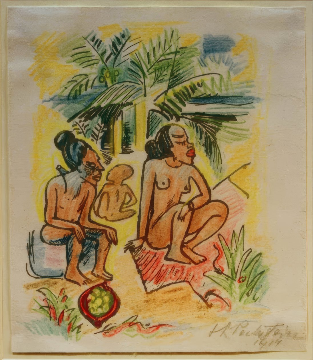 Reisebilder Italien - Südsee (Drei sitzende Frauen) von Max Pechstein