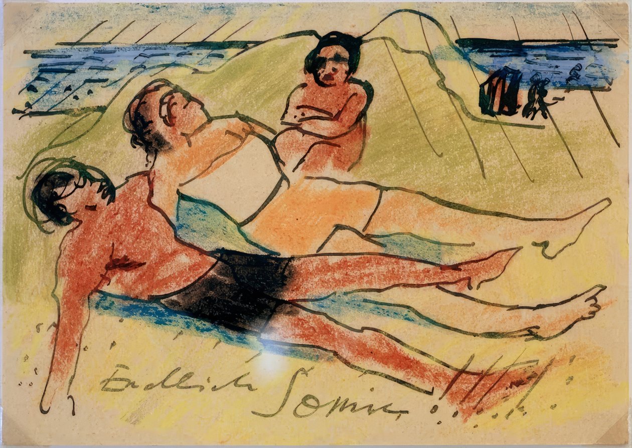 Sich Sonnende am Strand von Max Pechstein