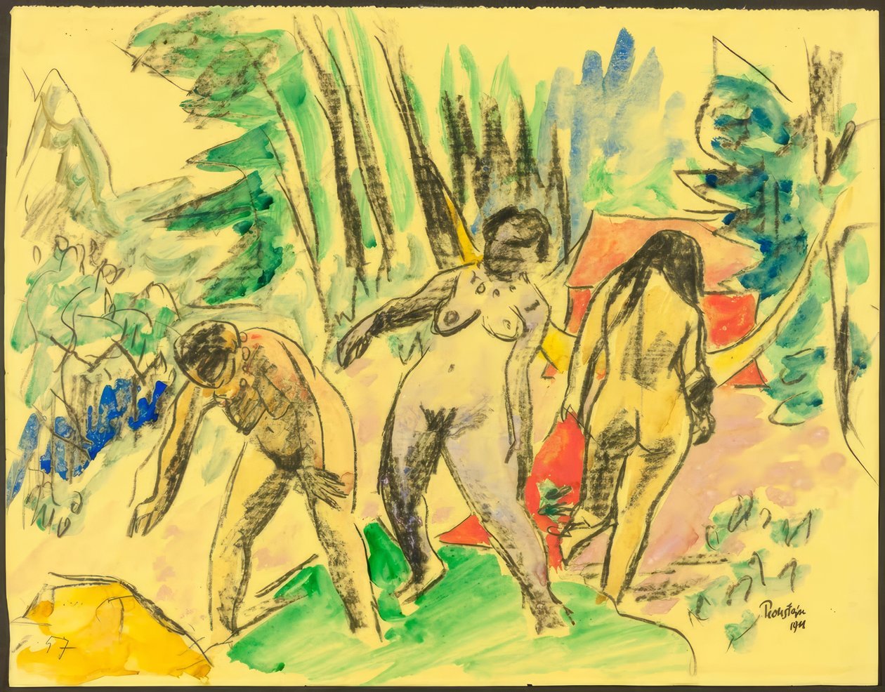 Drei Akte im Wald von Max Pechstein