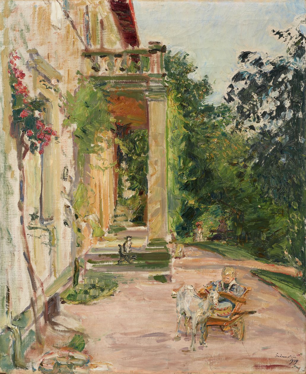 Haus in Godramstein - Wolfgang mit Ziege von Max Slevogt