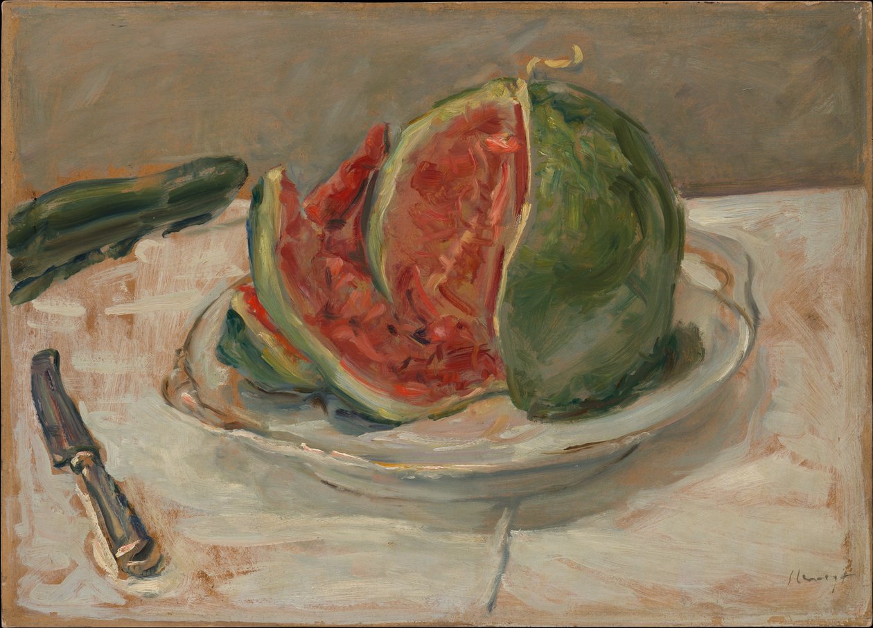 Stillleben mit Wassermelone von Max Slevogt