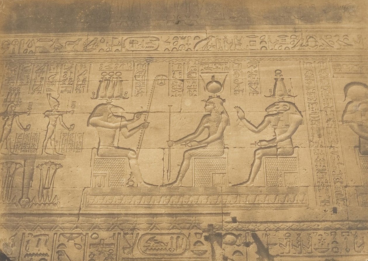 Basreliefs der Fassade des Tempels von Dendêrah Tentyris, 1849-50 von Maxime Du Camp