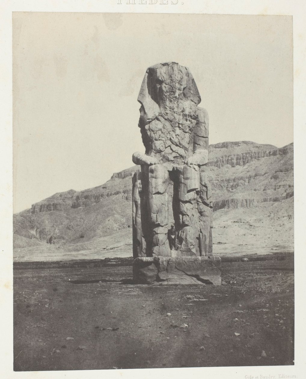 Gournah, Koloss von Amenophis III; Theben, Tafel 56 aus dem Album "Ägypten, Nubien, Palästina und Syrien" (1852) von Maxime Du Camp