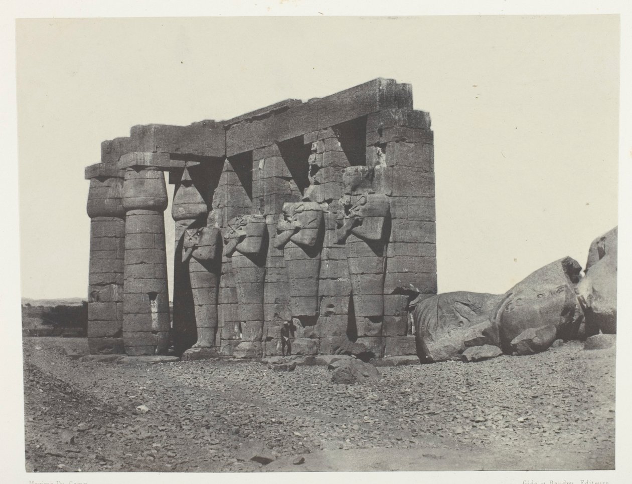 Gournah, Peristyl des Grabes von Osymandias (Ramesseum Occidental); Theben, Platte 59 aus dem Album "Ägypten, Nubien, Palästina und Syrien" (1852) von Maxime Du Camp