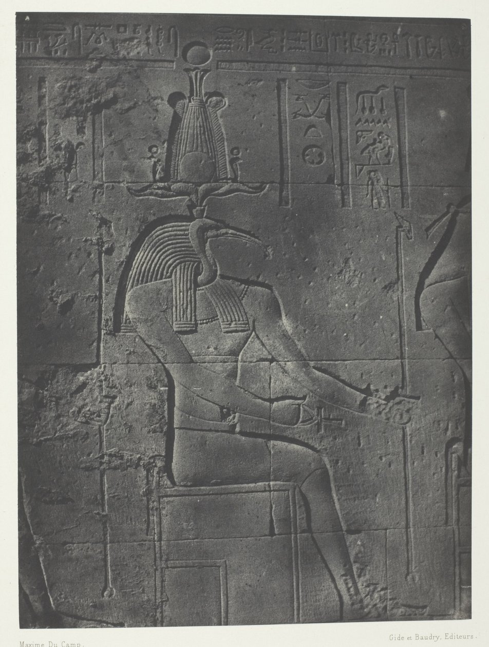 Großer Tempel der Isis in Philä, Tôth Ibiocéphale; Nubien, Platte 79 aus dem Album "Ägypten, Nubien, Palästina und Syrien" (1852) von Maxime Du Camp