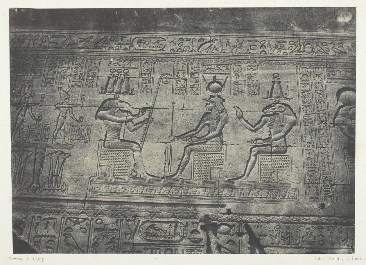 Grand Temple de Dendérah Teutyres, Skulpturen der hinteren Fassade, Oberägypten, 1849-51 von Maxime Du Camp