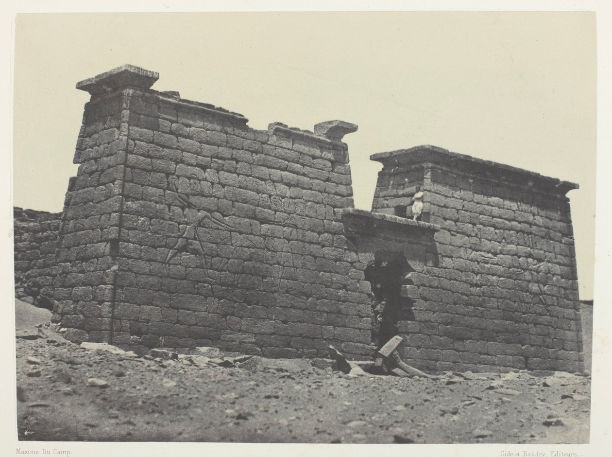 Hémi-Spéos De Séboua, Pylônes; Nubien, Tafel 98 aus dem Album "Egypte, Nubie, Palestine et Syrie" (1852) von Maxime Du Camp