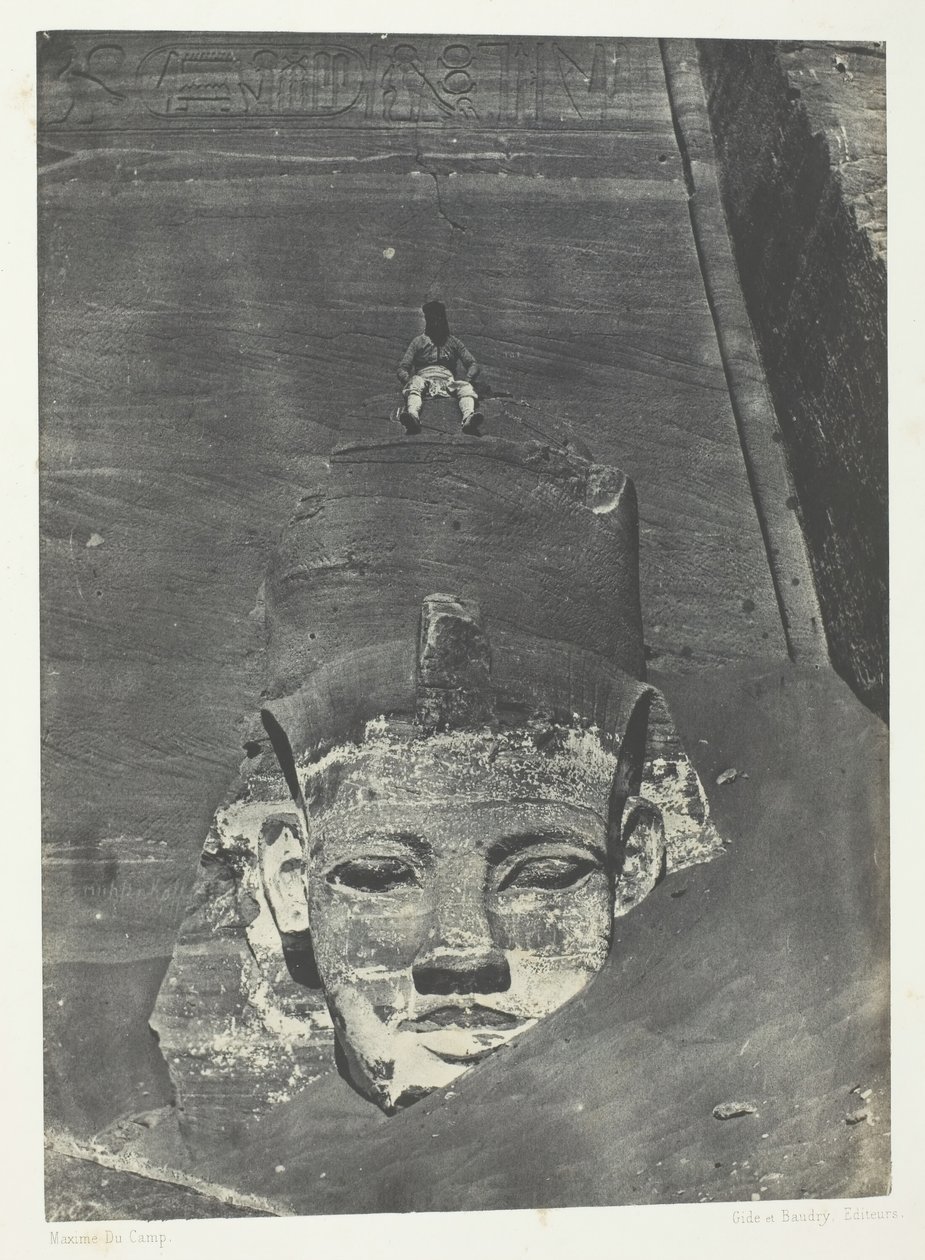 Ibsamboul, westliches Koloss des Spéos De Phrè, Nubien, 1849-51, gedruckt 1852 von Maxime Du Camp