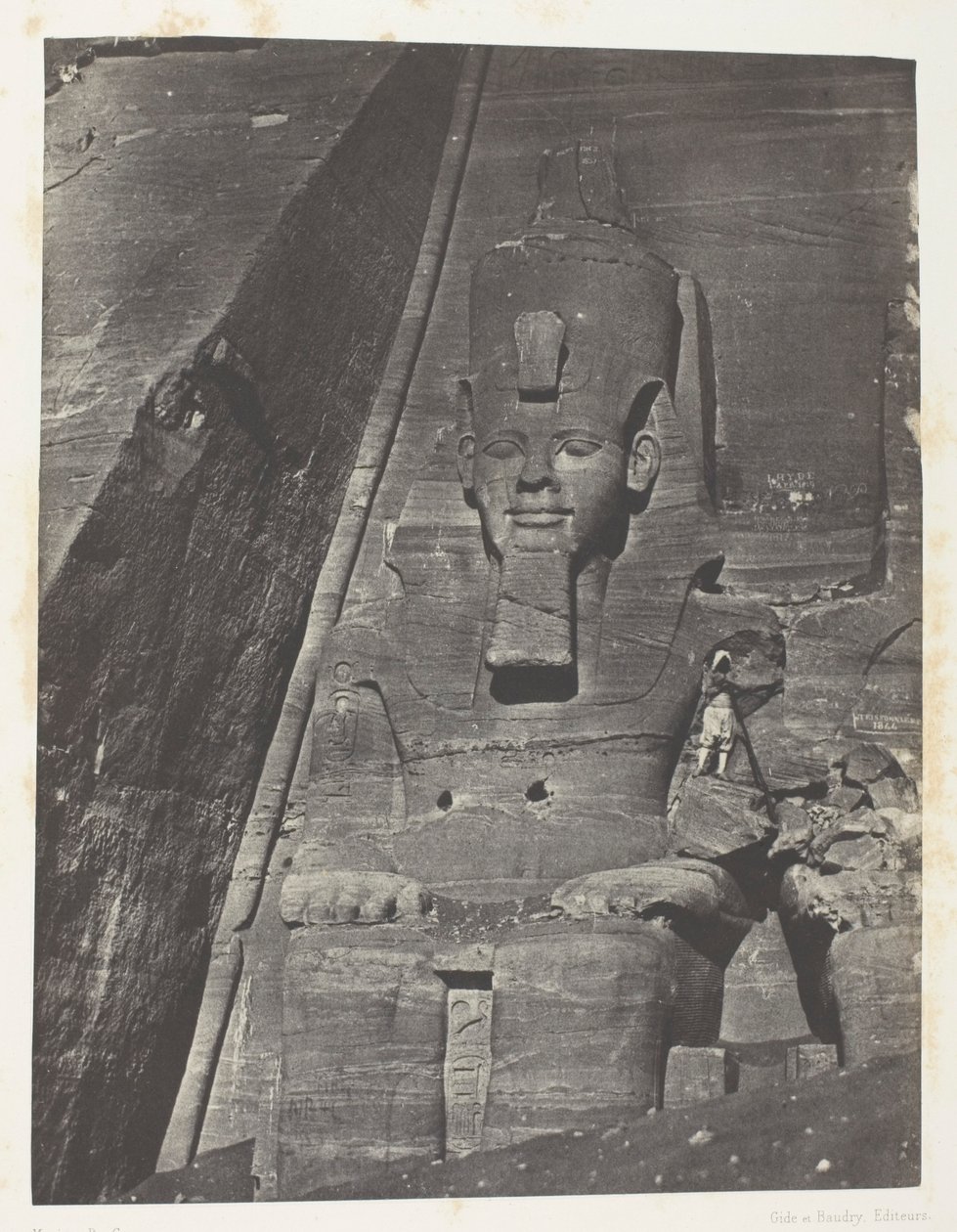 Ibsamboul, Östlicher Koloss des Großen Speos von Phre; Nubien, Tafel 103 aus dem Album "Ägypten, Nubien, Palästina und Syrien" (1852) von Maxime Du Camp