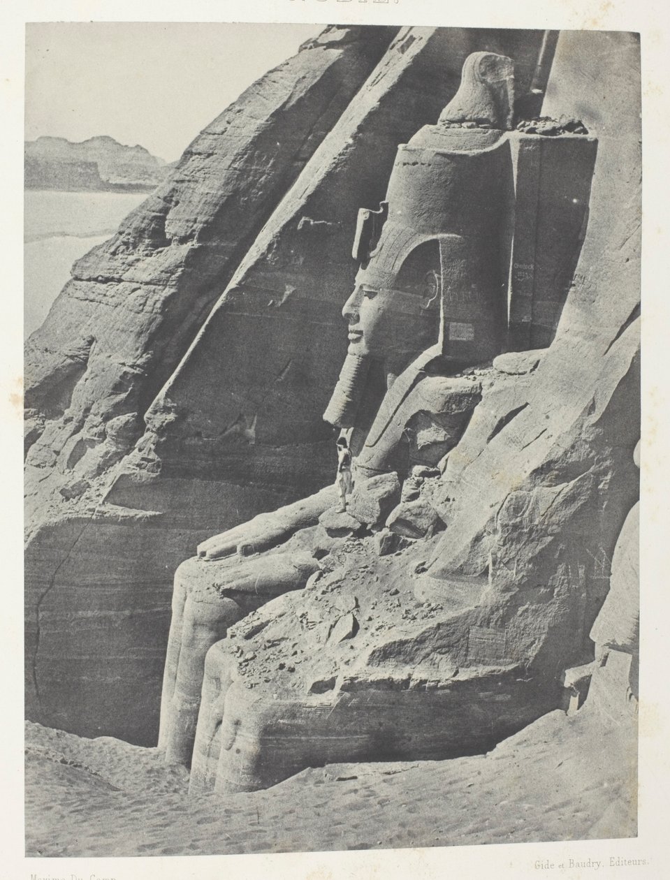 Ibsamboul, Koloss des östlichen Späos von Phrè, im Profil gesehen; Nubien, Tafel 104 aus dem Album "Ägypten, Nubien, Palästina und Syrien" (1852) von Maxime Du Camp