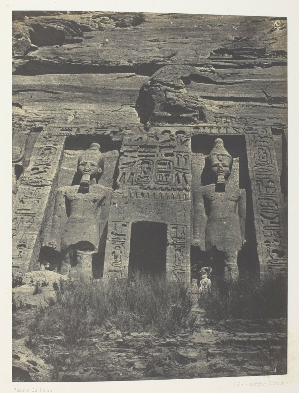 Ibsamboul, Eingang des Spéos von Hathor; Nubien, Tafel 109 aus dem Album "Ägypten, Nubien, Palästina und Syrien" (1852) von Maxime Du Camp