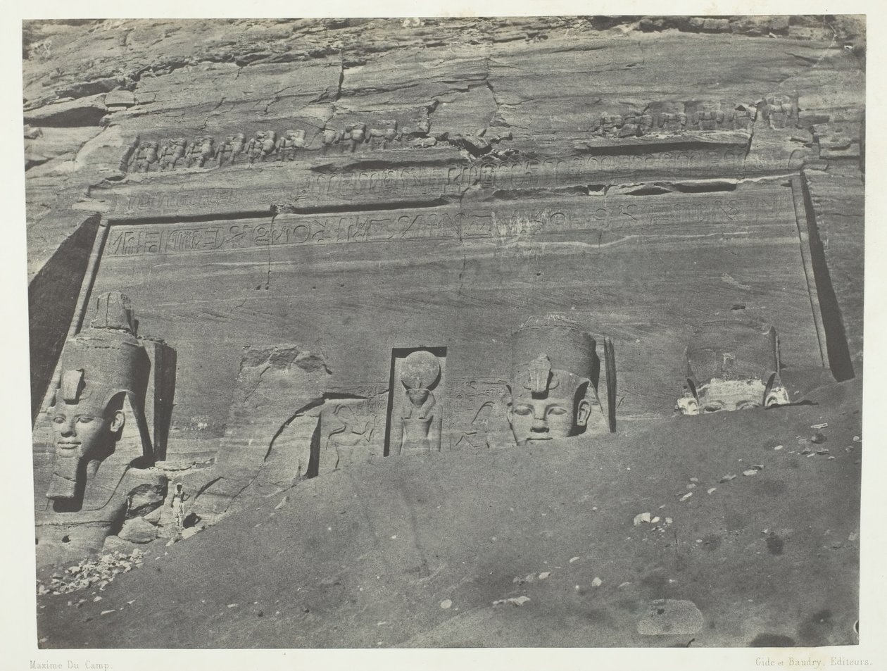 Ibsamboul, Gesamtansicht des großen Speos von Phrè, Nubien, 1849-51, gedruckt 1852 von Maxime Du Camp
