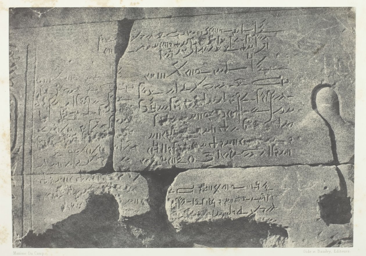 Demotische Inschrift, Großer Tempel der Isis in Philae, Nubien, 1849-51, gedruckt 1852 von Maxime Du Camp