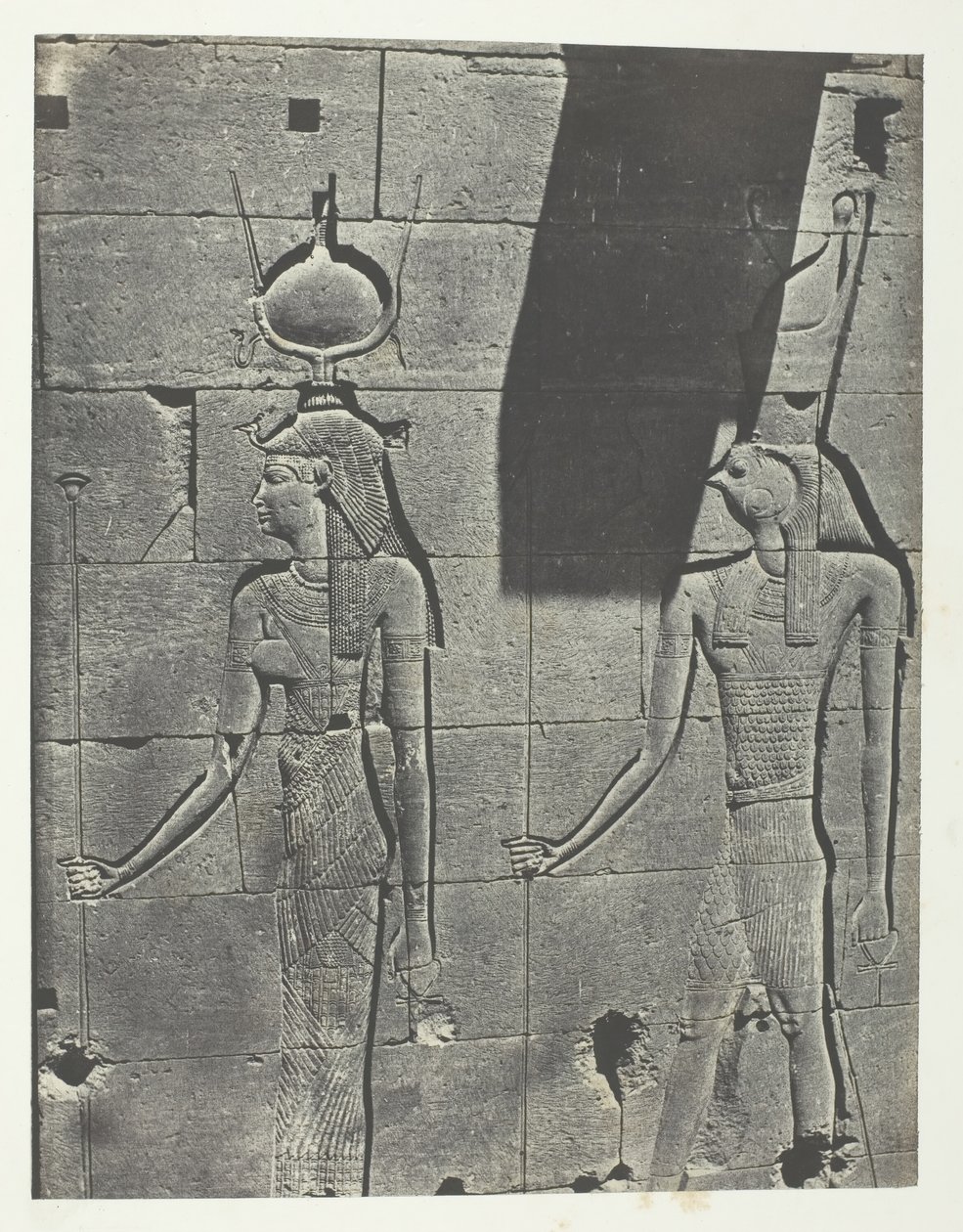 Kalabscheh, Skulpturen der hinteren Fassade des Tempels, Nubien von Maxime Du Camp