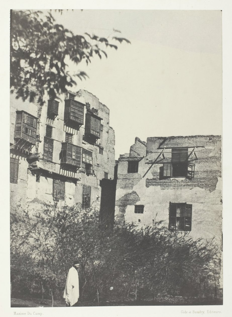 Haus und Garten im Frank-Viertel, Kairo, 1849-51, gedruckt 1852 von Maxime Du Camp
