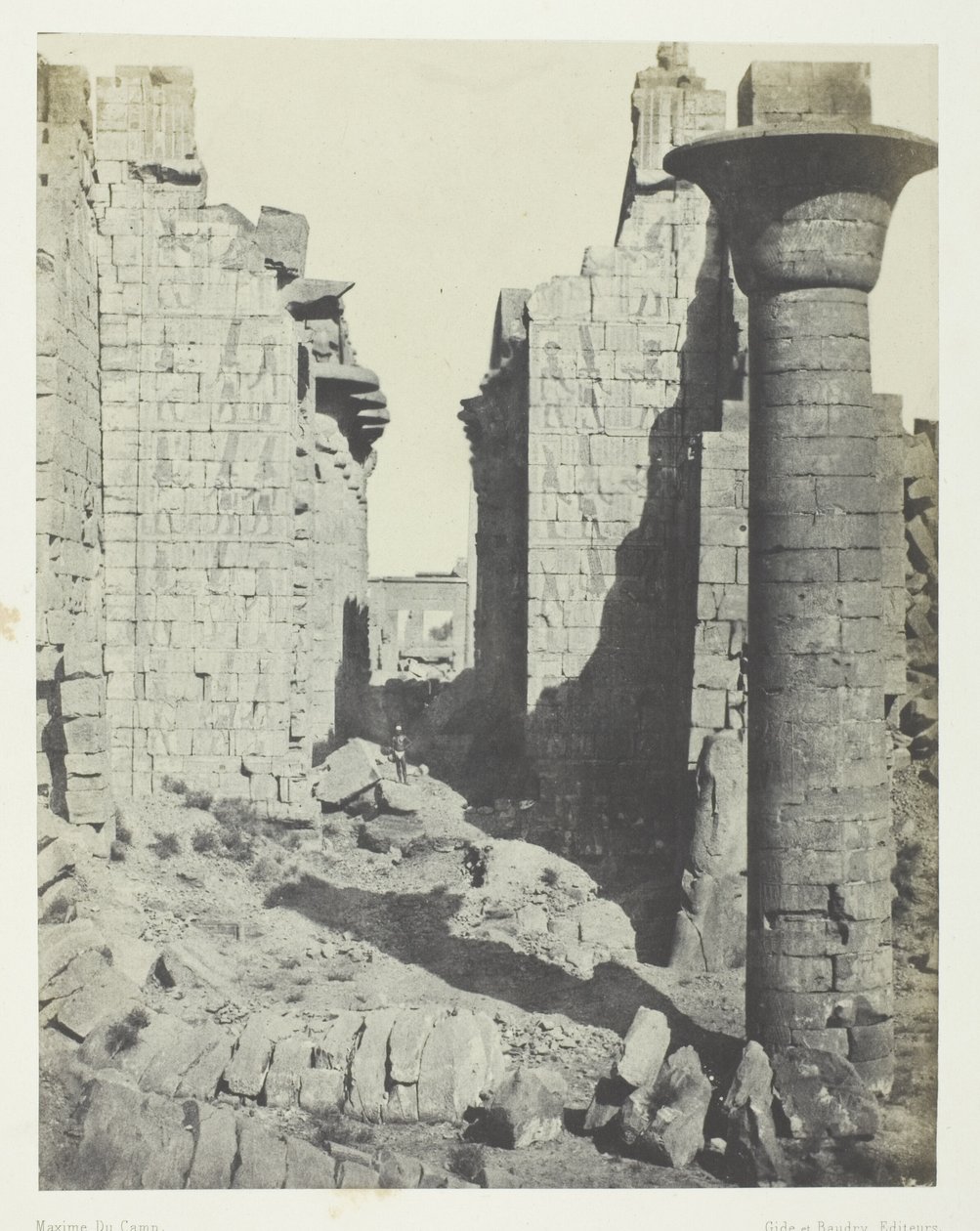 Palais de Karnak, Hof der Bubastiten und Haupteingang der Hypostylhalle; Theben von Maxime Du Camp