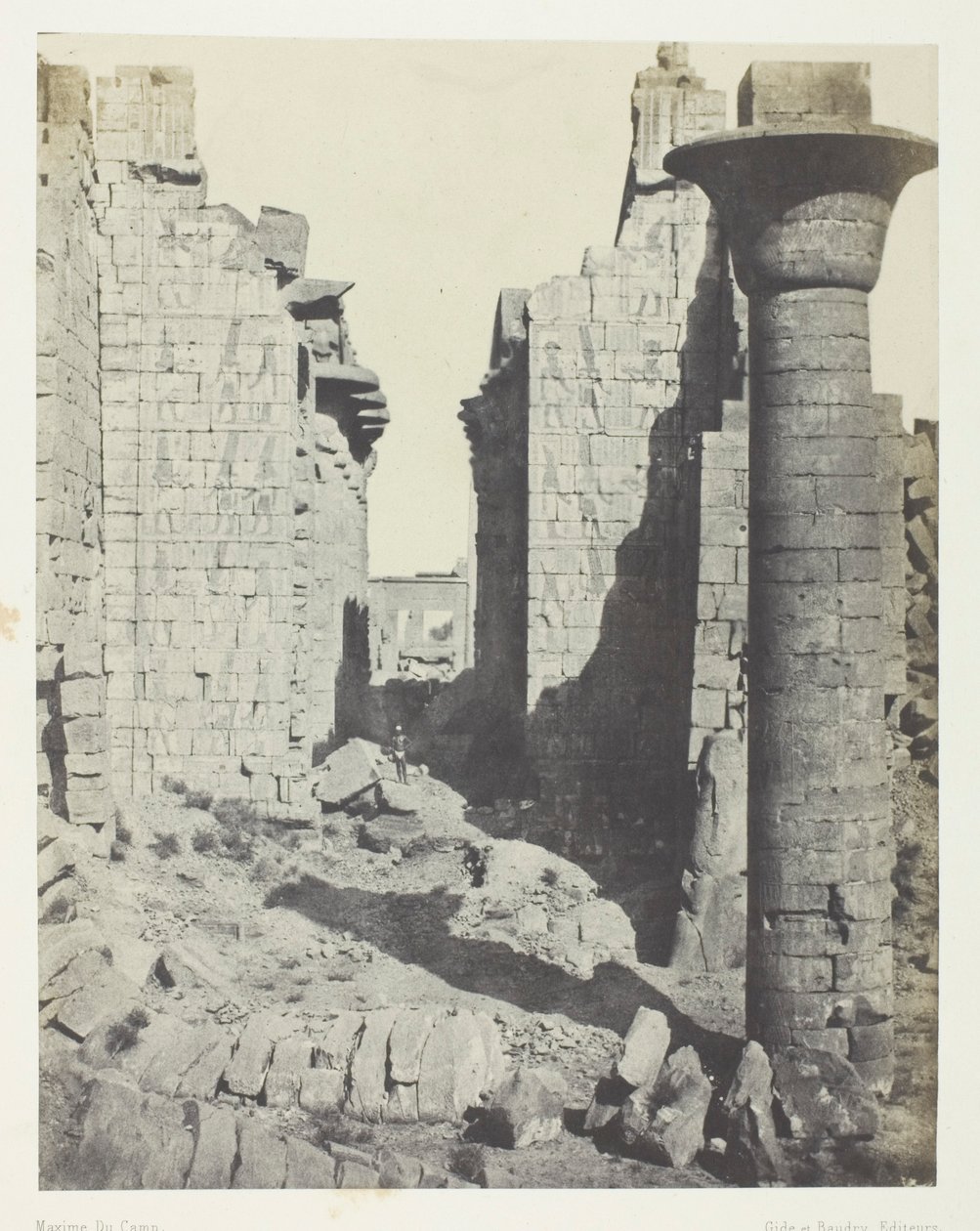 Palais de Karnak, Hof der Bubastiten und Haupteingang der Hypostylhalle; Theben von Maxime Du Camp