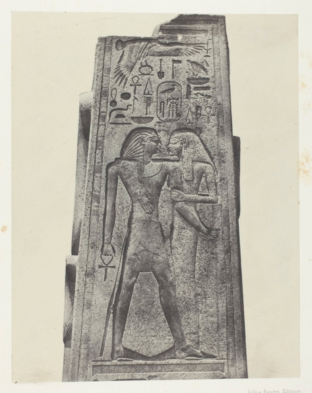 Palais de Karnak, Säule vor dem Granitheiligtum; Theben von Maxime Du Camp