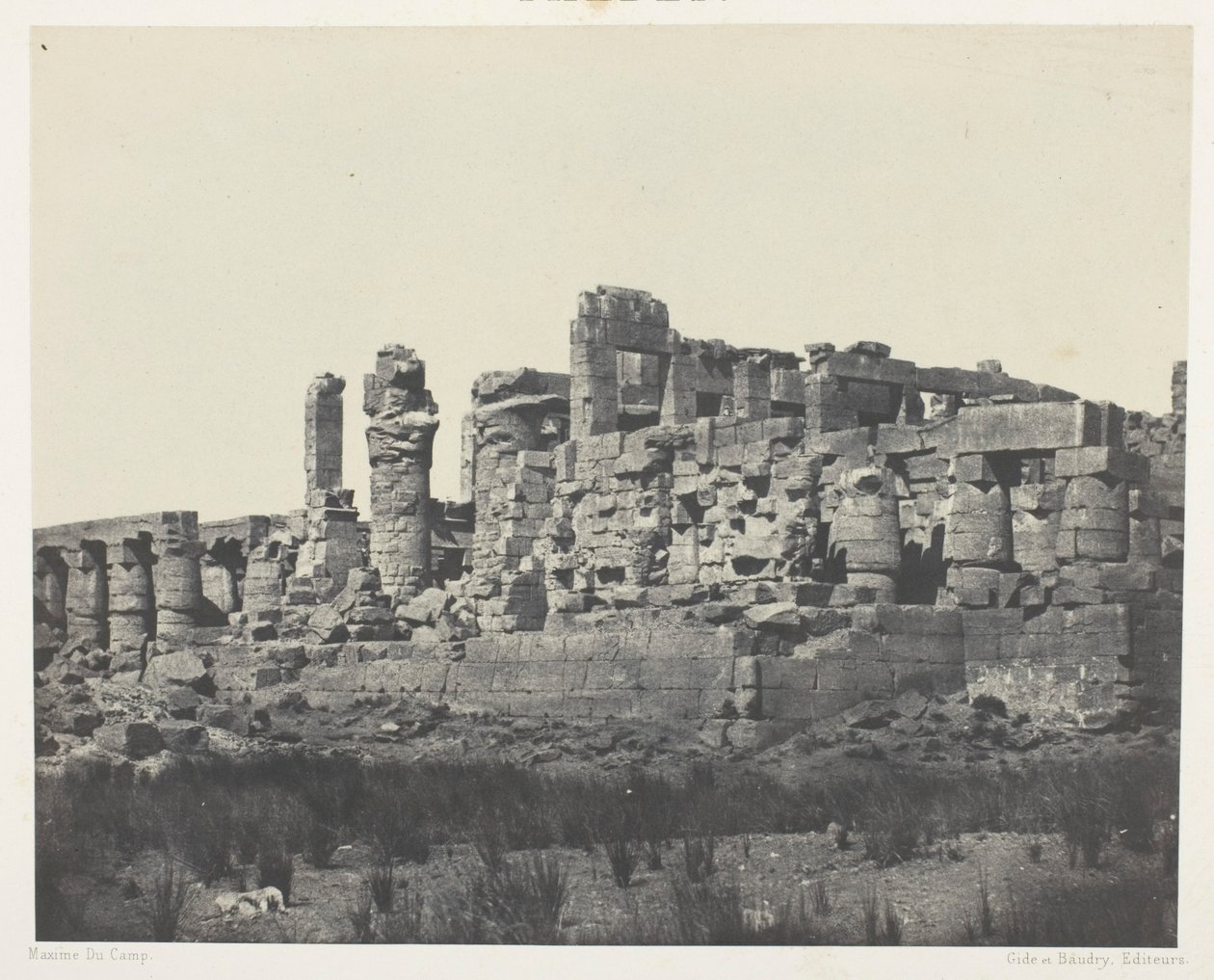 Palais de Karnak, Hypostylhalle, aufgenommen aus dem Nordostwinkel; Theben, Tafel 34 aus dem Album "Ägypten, Nubien, Palästina und Syrien" (1852) von Maxime Du Camp