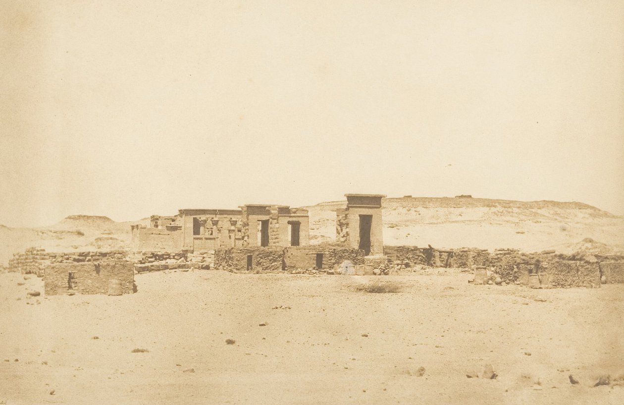 Allgemeine Ansicht des Tempels und des Dorfes Deboude Parembole, 10. April 1850 von Maxime Du Camp
