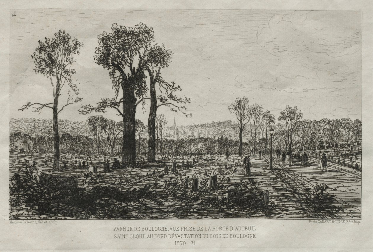 Künstlerische Erinnerungen an die Belagerung von Paris: Avenue de Boulogne, Blick von der Porte d