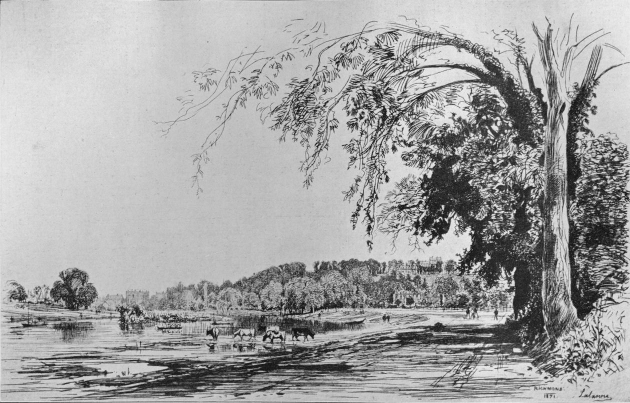 Blick auf Richmond von der Themse, 1871 von Maxime Lalanne