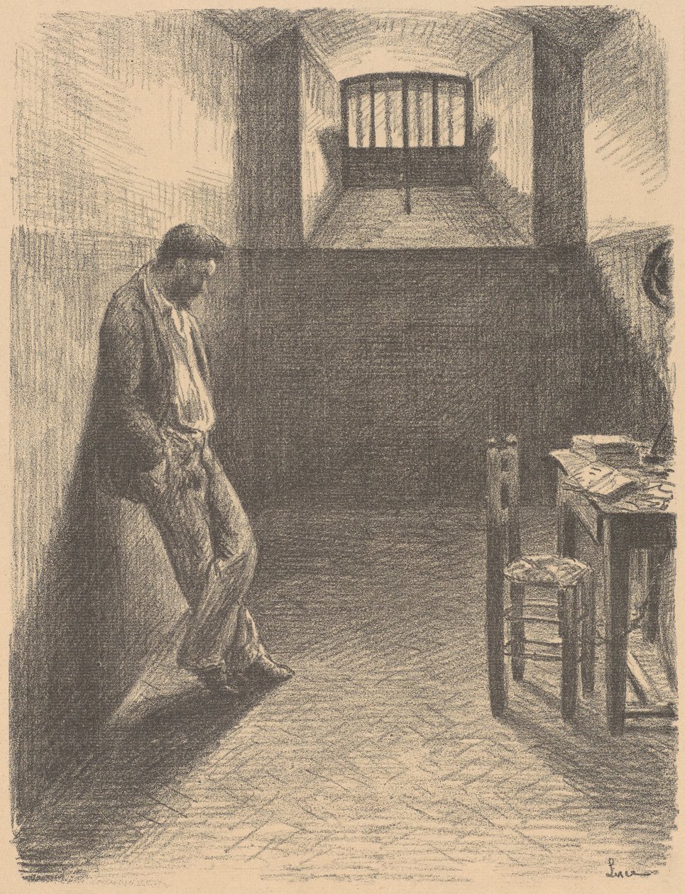 Selbstporträt im Gefängnis Mazas von Maximilien Luce